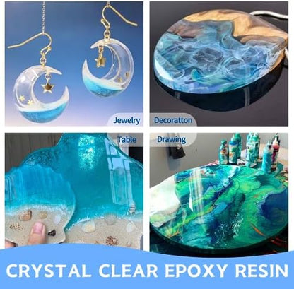 Epoxy Resin Kit, 1 Gallon/128OZ Epoxy Resin Crystal Clear Not Yellowing No Bubble Self Leveling for DIY Molds Wood Jewelry Table Tops Bar Top Casting Coating Crafts Supplies Easy Mix 1:1 Ratio - Image 6