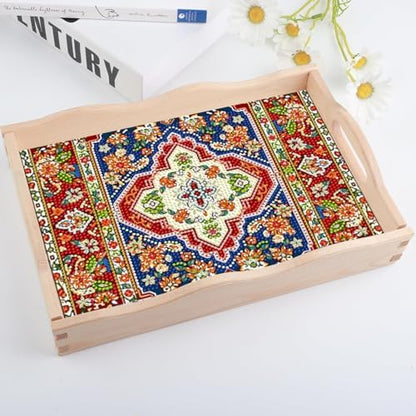 DOTSOPS 5D Diamond Art Kits for Adults Wooden Serving Tray with Handle Special Diamond Painting Plate Big Gem Dots Paint by Numbers Crafts Kits for Living Room Mandala 12 x 16 Inches - Image 5