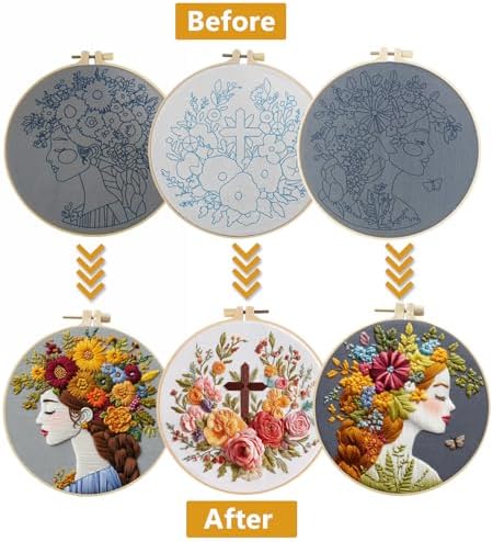 LYMIGER 3 Packs Embroidery Kit for Adults, Embroidery for Beginners (Girl) - Image 2