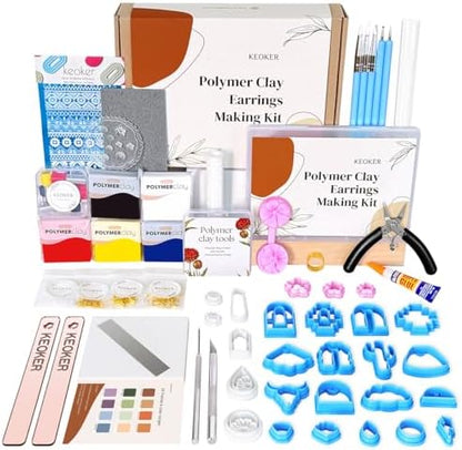 Keoker 123 PCS Clay Earring Making Kit, Polymer Clay Jewelry Making Kit for Teens and Adults, Fashion Designer Kits, Polymer Clay Earrings Kit Crafts, Great Gifts by Keoker