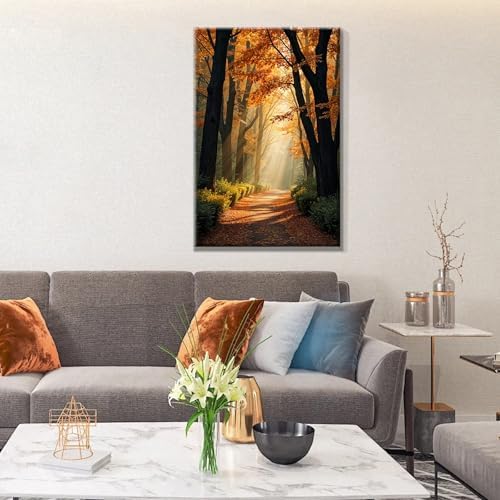 JOOZ Paint by Numbers Kit for Adults with Frame Forest Paint by Number with Easel Autumn Landscape Adult Paint by Number Kits Framed Canvas Tree Oil Painting Kits for Gift Home Wall Decor 8x12 Inch - Image 7
