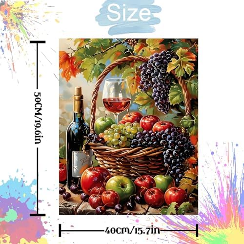 Jiqinsiye Adults Paint by Number Kits,Fruit Basket Painting by Number Kits on Canvas,Large Color by Numbers Adult Watercolor Gifts for Friends Wall Decor - Image 3