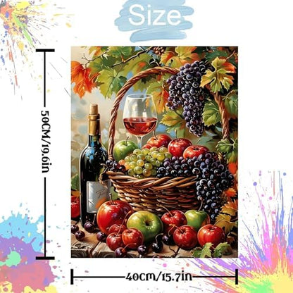 Jiqinsiye Adults Paint by Number Kits,Fruit Basket Painting by Number Kits on Canvas,Large Color by Numbers Adult Watercolor Gifts for Friends Wall Decor - Image 3