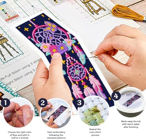 ORIGACH 6 Set Dream Catcher Cross Stitch Bookmark Kit for Beginner - Image 4