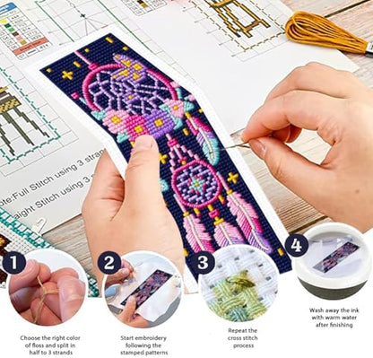 ORIGACH 6 Set Dream Catcher Cross Stitch Bookmark Kit for Beginner - Image 4