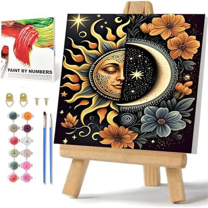Moon Paint by Numbers Kit for Adults Beginner, Sun Paint by Numbers 10x10 by hkejoi
