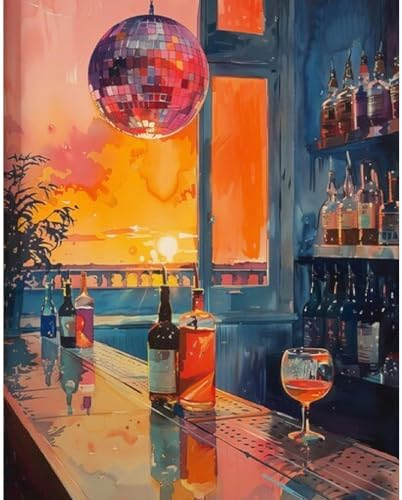 Paint by Numbers Kit for Adults,Vintage Cocktail Adult Paint by Number Kits on Canvas Without Frame,DIY Acrylic Paint Kit Arts and Crafts for Adults,Easy Paint for Canvas Painting for Decor 16x20inch by Canrichshop