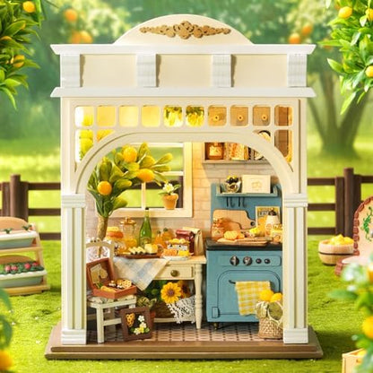 DIY Miniature Dollhouse with LED Lights, Wooden Dollhouse Book Nook Kit for Desktop, Bookshelf Decor, Gifts for Friends, Family (Sunshine Season) - Image 5