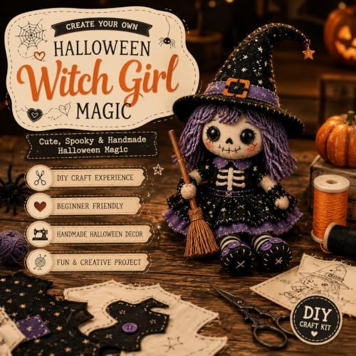 Patchwork Skeleton Witch Girl DIY Kit Craft Beginner Decoration，#D - Image 2