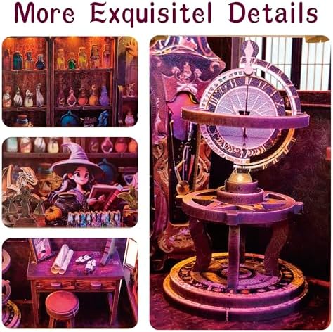 Magic Shop Book Nook Kit - DIY Miniature House Dollhouse Kit for Adult and Teens, Tiny House Bookshelf Decor 3D Wooden Puzzle with LED Lighting, Gifts for Family, Friends (Magic Shop) - Image 6
