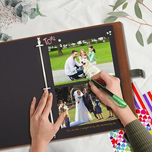 ZEEYUAN Scrapbook Photo Album PU Leather Scrap Book Mothers's Day Gift for Mom Valentines Gift Vintage Family Scrapbook Memory Photo Book 60 Pages - Image 6