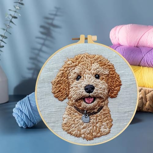 Punch Needle Kits Golden Doodle Dog 20x20cm-3 - Image 6