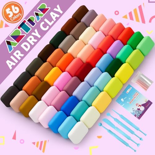 ARTPAR Air Dry Clay 56 Colors,Modeling Clay for Kids,Molding Magic Clay Kit - Image 2