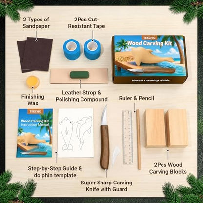 TEKCHIC Wood Carving Kit for Beginners Whittling Knife Kit - Image 2