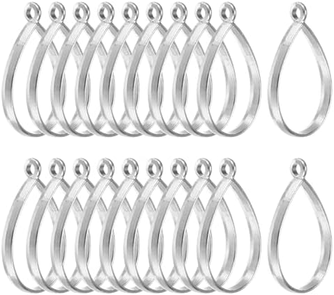 M METERXITY 20-Pack Open Bezels for Resin, Teardrop Shape Open Back Bezel Pendants for Resin Jewelry Making/DIY Earrings Necklace, Alloy Hollow Frame Pendants [Silver Tone] by MMETERXITY