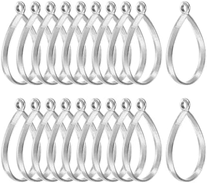 M METERXITY 20-Pack Open Bezels for Resin, Teardrop Shape Open Back Bezel Pendants for Resin Jewelry Making/DIY Earrings Necklace, Alloy Hollow Frame Pendants [Silver Tone] by MMETERXITY