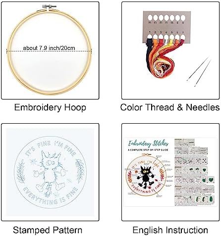 Louise Maelys Everything is Fine Embroidery Kit for Beginners Cat DIY - Image 2