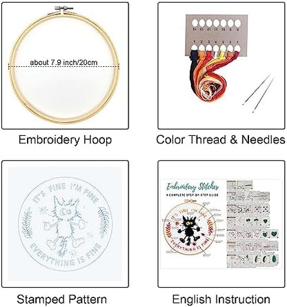 Louise Maelys Everything is Fine Embroidery Kit for Beginners Cat DIY - Image 2