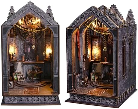 Flever Dollhouse DIY Book Nook Miniature Kit, Bookshelf Insert Decor, 3D Wooden Puzzle Booknook Miniature Kit, Creative Assembled Bookends for Halloween and Chrimas Gift (Quite Night Prayer) by Flever