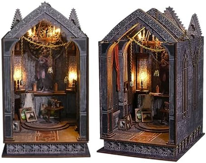 Flever Dollhouse DIY Book Nook Miniature Kit, Bookshelf Insert Decor, 3D Wooden Puzzle Booknook Miniature Kit, Creative Assembled Bookends for Halloween and Chrimas Gift (Quite Night Prayer) by Flever