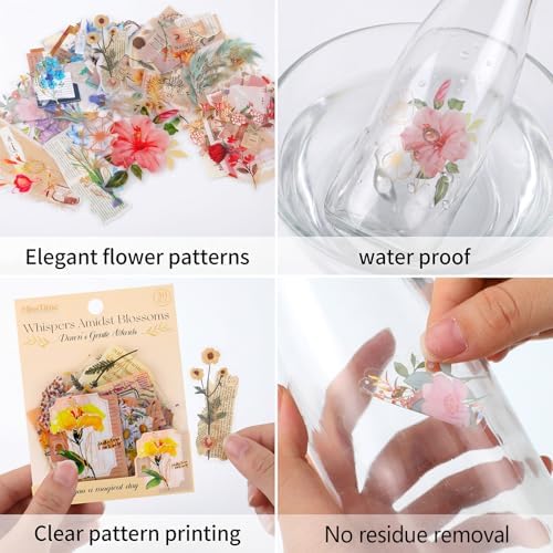 Pengxiaomei 210 Flower Stickers, Self-Adhesive Scrapbooking Stickers - Image 3
