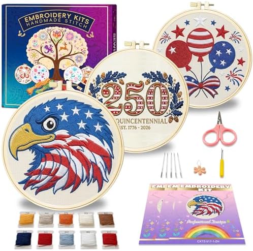 Huacan Embroidery Kit for Adults Beginners with 3 Hoops & Gift Box by Home