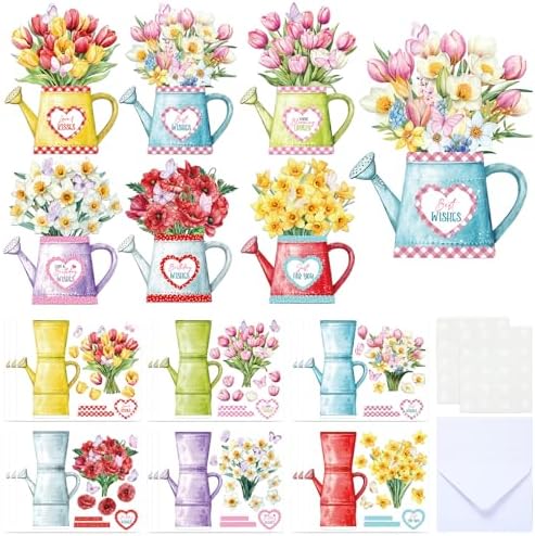 Gueevin 18 Set Watering Can Blossoms Card Making Kit Floral DIY Craft Kits by Gueevin