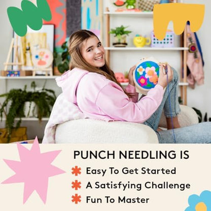 SPINNY Punch Needle Kit, Two Large Floral Designs w/ 2 Embroidery Hoops, Includes Beginner Video Tutorials and Instructions, Beginner Punch Stitch for Adults, Complete Kit for Crafters - Image 3