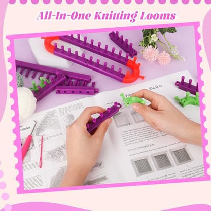 Katech Adjustable Knitting Looms Set -Customized Sizes for Your Project-Afghan Loom-Blanket Loom-Sock Scarf Loom-Hat Loom for Crocheting-Crochet Loom with Loom Knitting Book Hook Needle (All-in-one) - Image 4