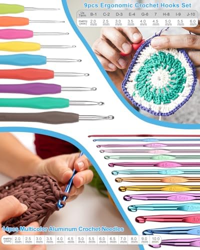 Aeelike Crochet Kits for Beginners Adults Kids, Complete Crochet Set, Blue - Image 3