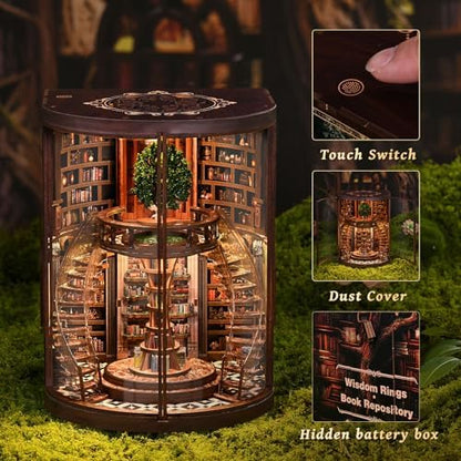 DIY Book Nook Kit, 3D Wooden Puzzle Miniature House Kit Adult, Library - Image 4