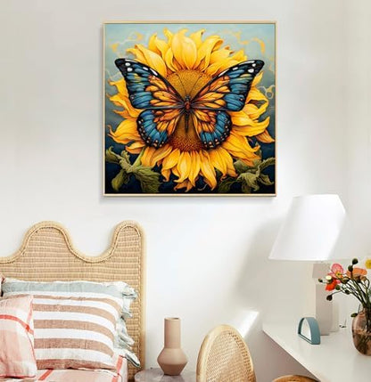Framed Paint by Numbers Kit for Adults Beginners, Butterfly Sunflower - Image 2