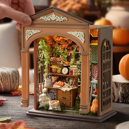 CUTEROOM DIY Miniature House Building Kit for Adults with LED Lights - Realistic Mini Dollhouse Model & Wooden Furniture, Creative Craft Kit for Home Decor Gift- Harvest Time - Image 3
