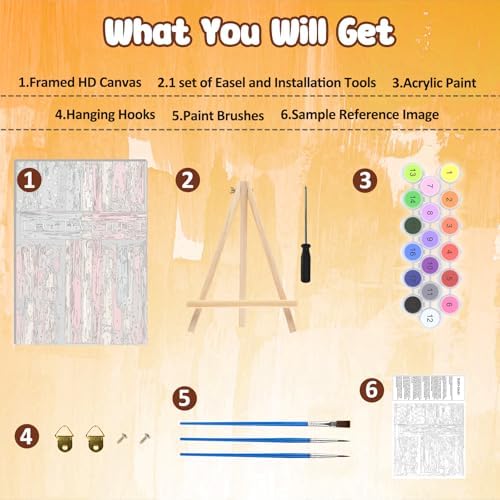 MAXBYE American Flag Framed Paint by Numbers Kits for Adults with Wooden Easel, Easy Adult Paint by Number Kits on Canvas, DIY Oil Paintings for Beginners Gift Home Wall Decor 10×14 Inch - Image 6