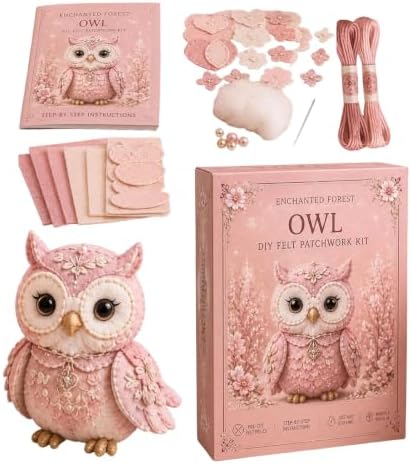Pink Woodland Friends DIY Felt Patchwork Kit, Pastoral Wild Creatures Handicraft Activity, Manual Tailoring Bundle for Cute Ornament Shelf Décor Quilting Crafting Creative Gift Projects (Pink#C) by Unknown
