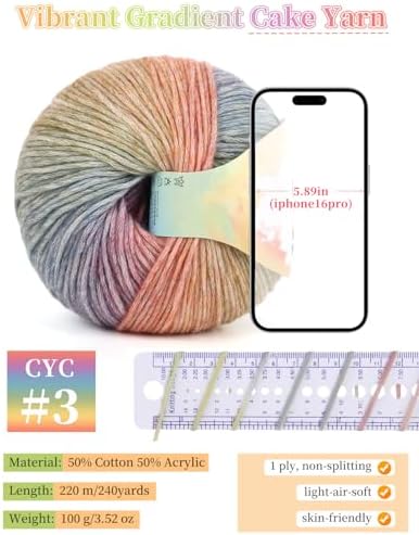 Coopay Yarn for Crocheting & Knitting, Gradient Cake Yarns (Rainbow) - Image 4