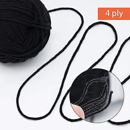 NICEEC 300g Soft Assorted Colors Yarn 100% Acrylic 870yds -Black - Image 4