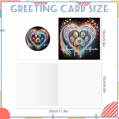 12Pcs DIY Diamond Art Greeting Cards Kit with Envelopes&Tools - Create Your Own Sparkling Birthday, Thank You, Holiday Cards for Adults & Beginners(Funny Dog) - Image 4
