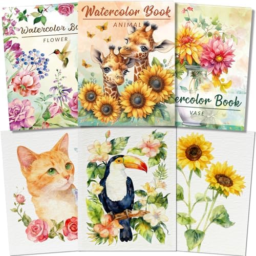 Kalysky 8.5 * 11" Watercolor Workbook,3 Watercolor Coloring Books for Adults,Water Color Book kit for Adults Beginner,160GSM Cold Press Textured Thick Paper by Kalysky