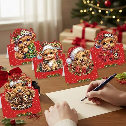 jinglinhh 6pcs Diamond Art Painting Christmas Cow Yak Greeting Cards with Envelopes, DIY Card Making Kits for Adults, Diamond Art Christmas Cards for Birthday Holiday Postcards - Image 5