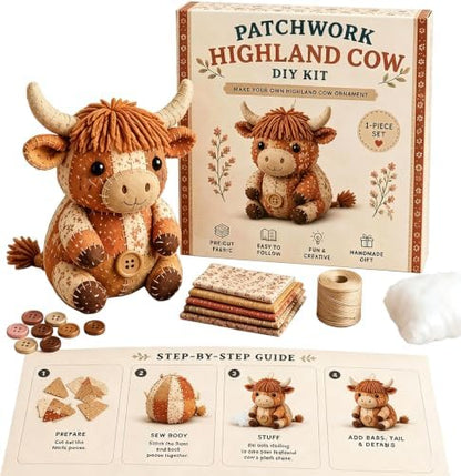 Patchwork Mouse DIY Sewing Kit for Adults & Beginners (Highland Cattle) by Unknown