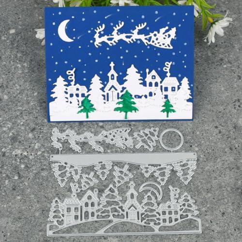 Scrapbooking Die-Cuts, Christmas Metal Cutting Dies for Card Making, Paper Craft Punch Template, Background Embossing Stencils, DIY Album Décor (Christmas Tree and Deer House-14x10.8cm) - Image 4