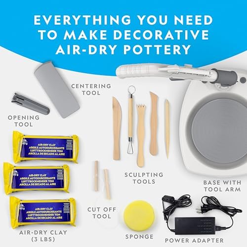 NATIONAL GEOGRAPHIC Hobby Pottery Wheel Kit - 8" Variable Speed Pottery Wheel for Adults & Teens with Innovative Arm Tool, 3 Lb Air Dry Clay & Art Supplies, Crafts for Adults, Craft Kits for Teenagers - Image 6