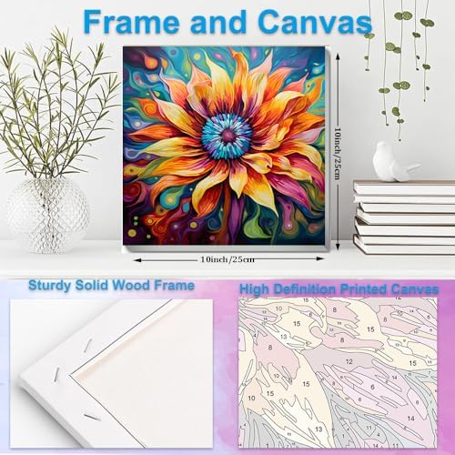 Artunion Framed Paint by Numbers Kit for Adults Beginners & Kids Ages 8-12,Blossom Flower Paint by Number with Frame, Floral Paint by Numbers Kit on Canvas 10 * 10 Inch Without Easel - Image 5