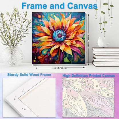 Artunion Framed Paint by Numbers Kit for Adults Beginners & Kids Ages 8-12,Blossom Flower Paint by Number with Frame, Floral Paint by Numbers Kit on Canvas 10 * 10 Inch Without Easel - Image 5