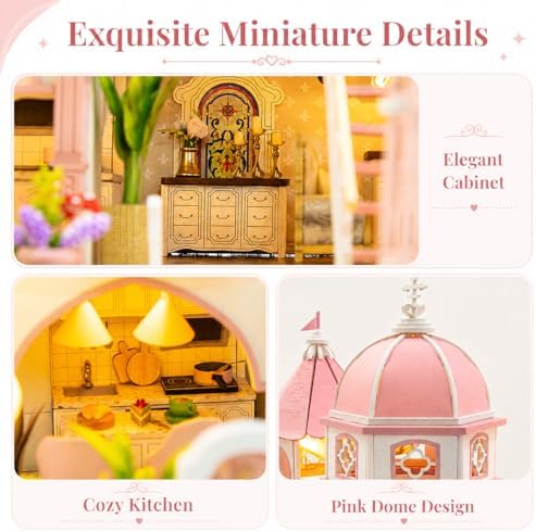 DIY Book Nook Kit with LED Light, Miniature Dollhouse, 3D Wooden Puzzle, Bookshelf Insert Decor Craft Gift (750 PCs Windsor Castle) - Image 5