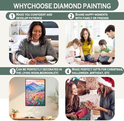 sdfkmlcdl Colorful Wildflower Mountain Diamond Art Kits for Adults, Maximalist Nature Floral Landscape Full Drill Diamond Painting Kits for Adults Beginners 2 Pack, 12x16 Inch - Image 7