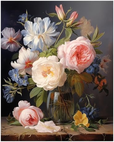 Reivworl Flowers Paint by Numbers Kit for Adults, Flowers Paint by Number for Adults, Adult Paint by Number Kits for Gifts and Home Wall Decor 16x20 Inch by Reivworl