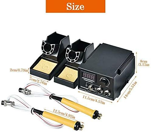 Wood Burning Kit 110V 60W Crafts Gourd Wood Burning Tools Multifunction Pyrography Machine Heating Kit Temperature Control Wood Burner Tool 20 Tips (Dual Port+Digital Display, Black) - Image 5