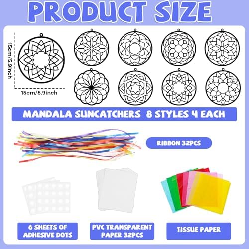 Lonfliness 32 Sets Suncatchers Craft Kit DIY Flower Window Stained Glass Effect Paper Spring Home School Classroom Decoration Art Craft Creative Activity Project Gift Favor - Image 2